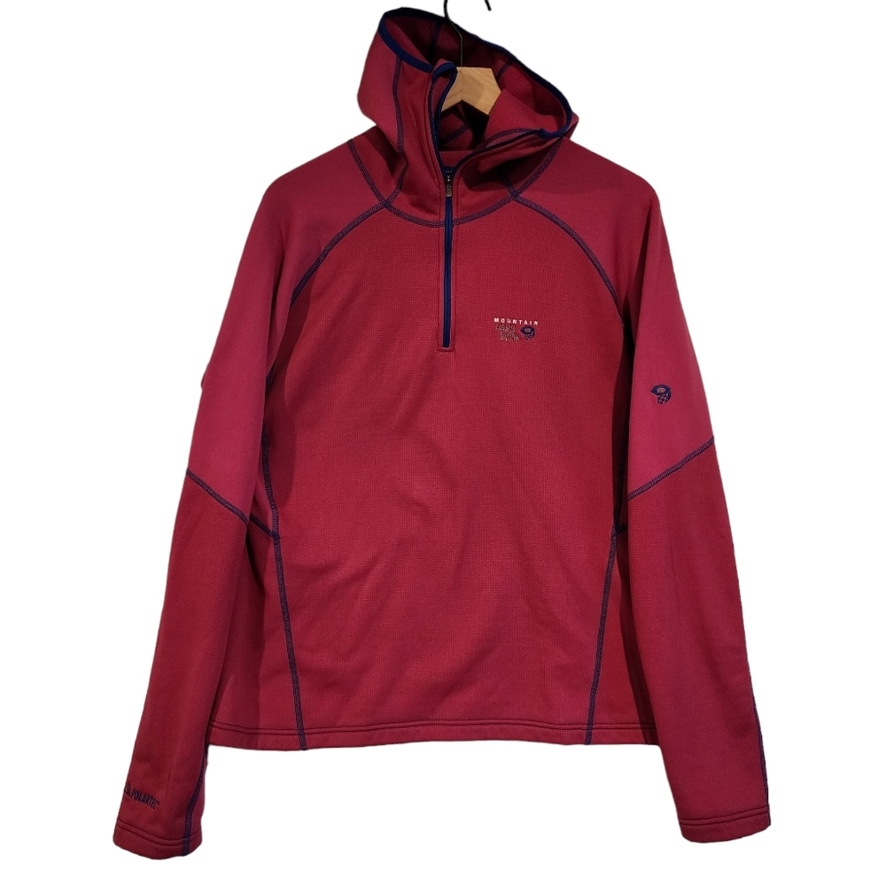Mountain Hardware Women's Pink PolarTec Micro Fleece 1/4 Zip Hoodie Pullover XL